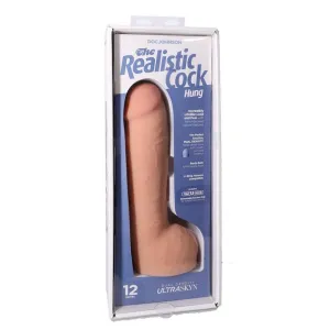 12 Inch Realistic Cock with Balls Ultraskyn Hung Dildo - Removable Vac-U-Lock Suction Cup