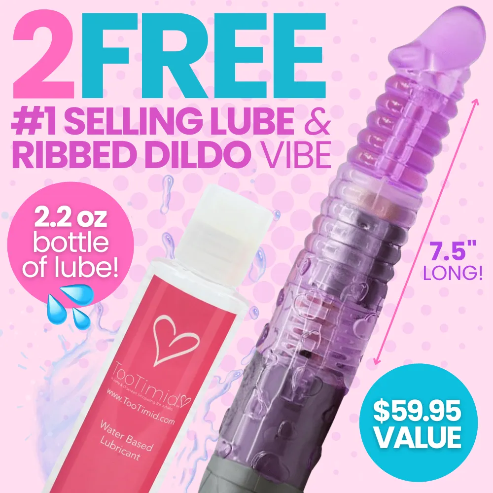 2 FREE: X-Strong Realistic Ribbed Vibe & Lube - Real-Feel Penetration Kit!