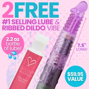 2 FREE: X-Strong Realistic Ribbed Vibe & Lube - Real-Feel Penetration Kit!