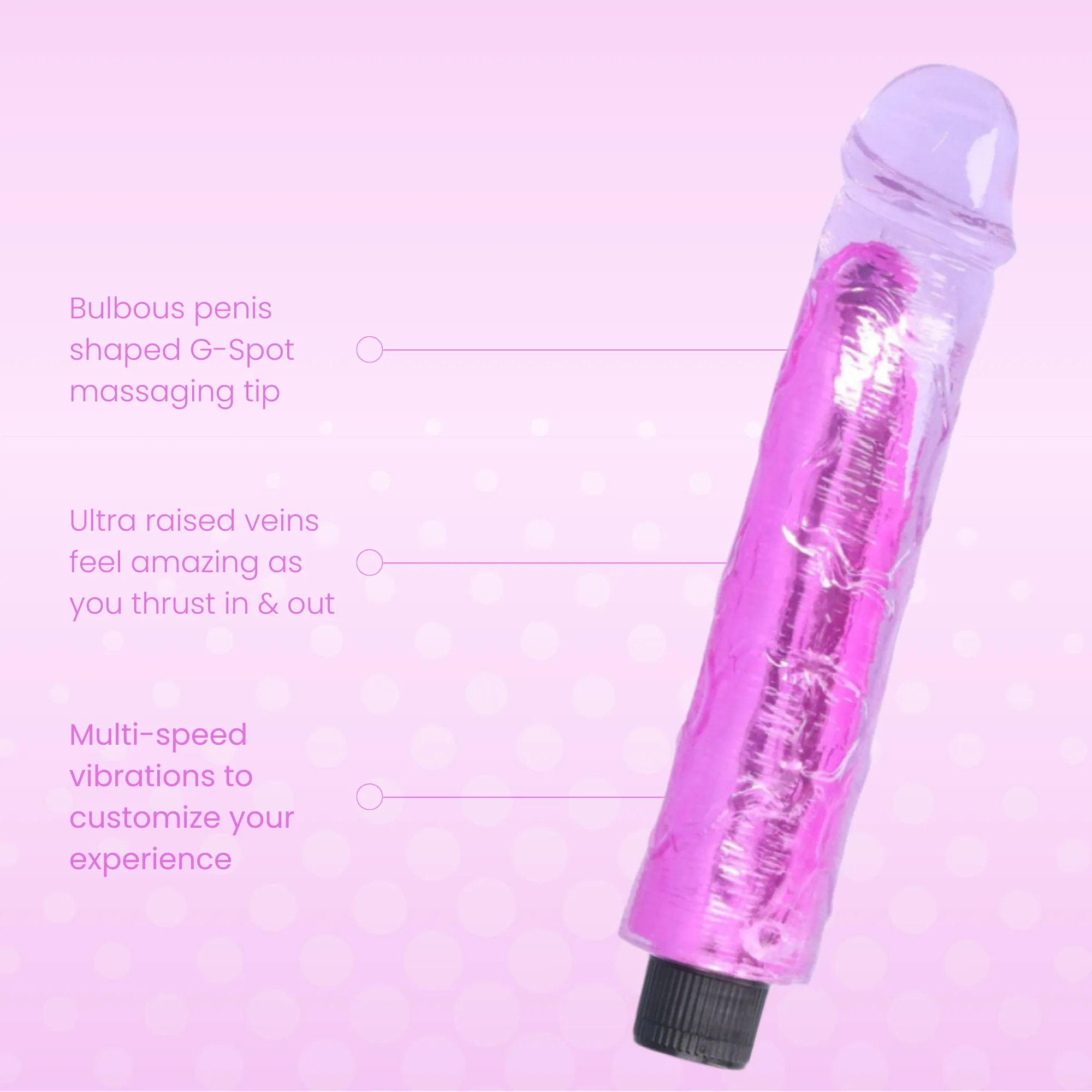 8 Inch Long Deep Penetration Vibrating Dildo