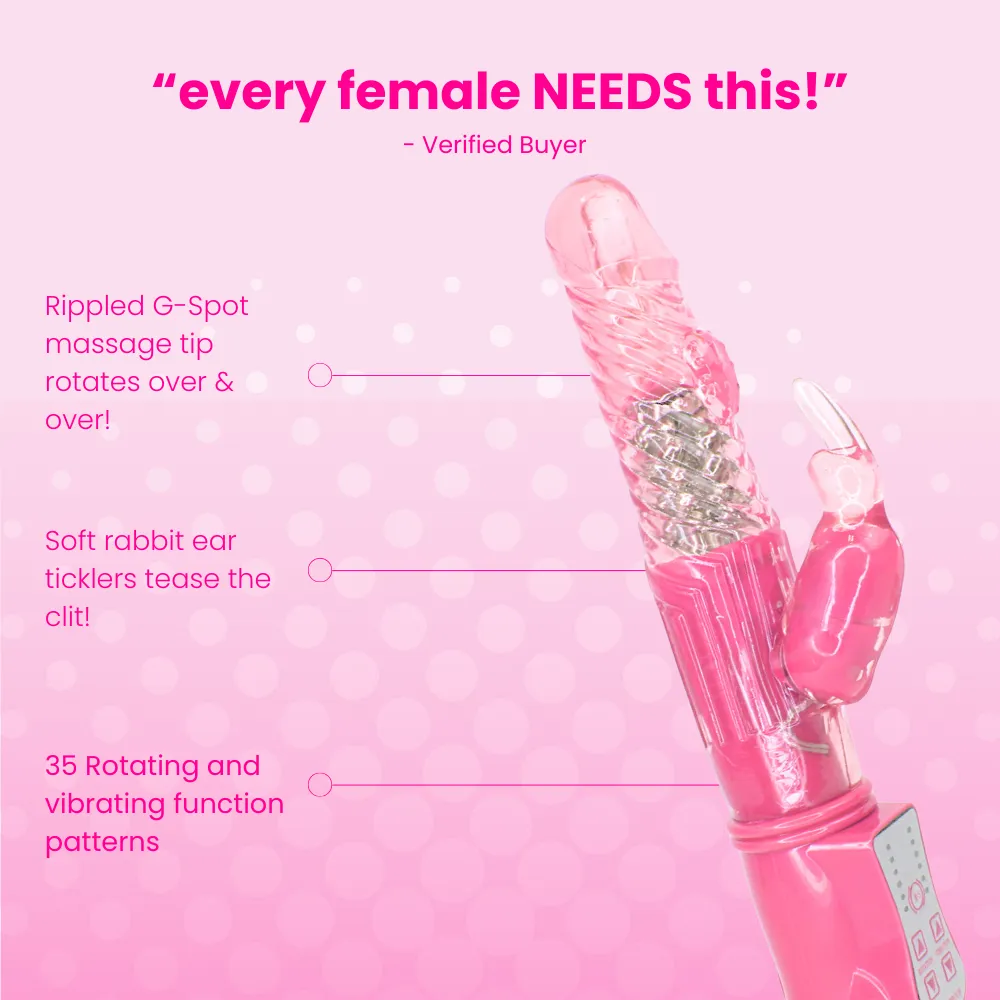 9 Inch Rotating Orgasm Rabbit in Pink