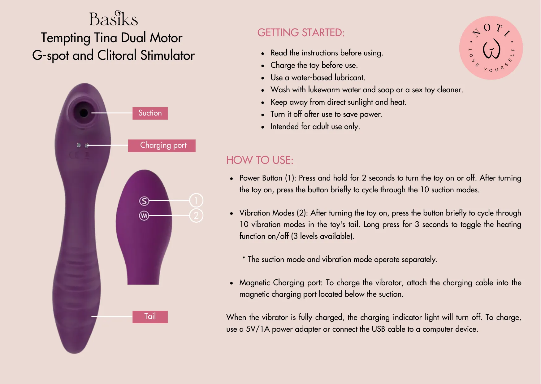 Basiks Tempting Tina Dual Motor G-spot and Clitoral Stimulator