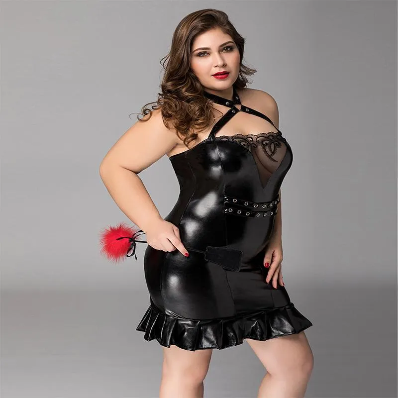 Black Faux Leather Dress - Queen Size