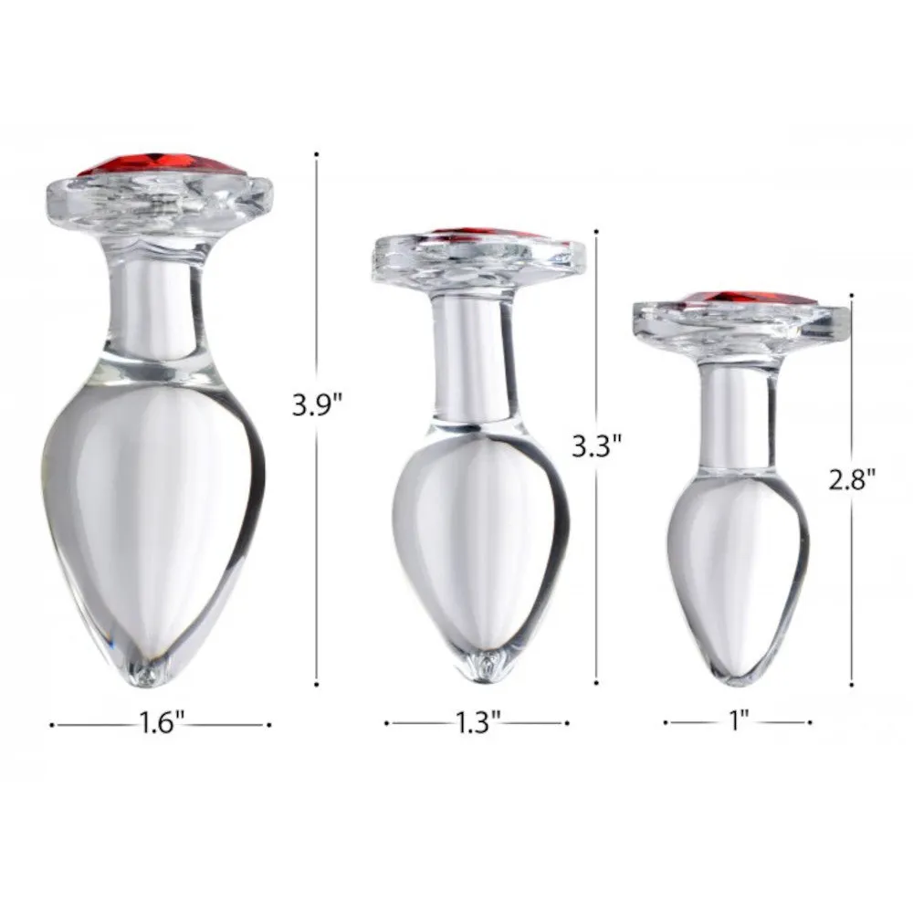 Booty Sparks Red Heart Gem Glass Anal Plug