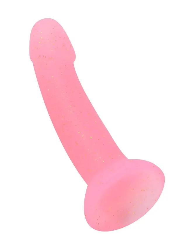 Dilly Hue Sparkling Bendable Dildo Pink 19 cm