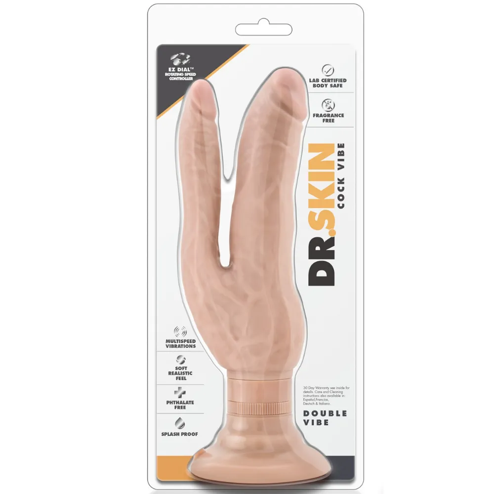Dr. Skin Realistic Skin 7 Inch Double Penetrating Suction Cup Dildo