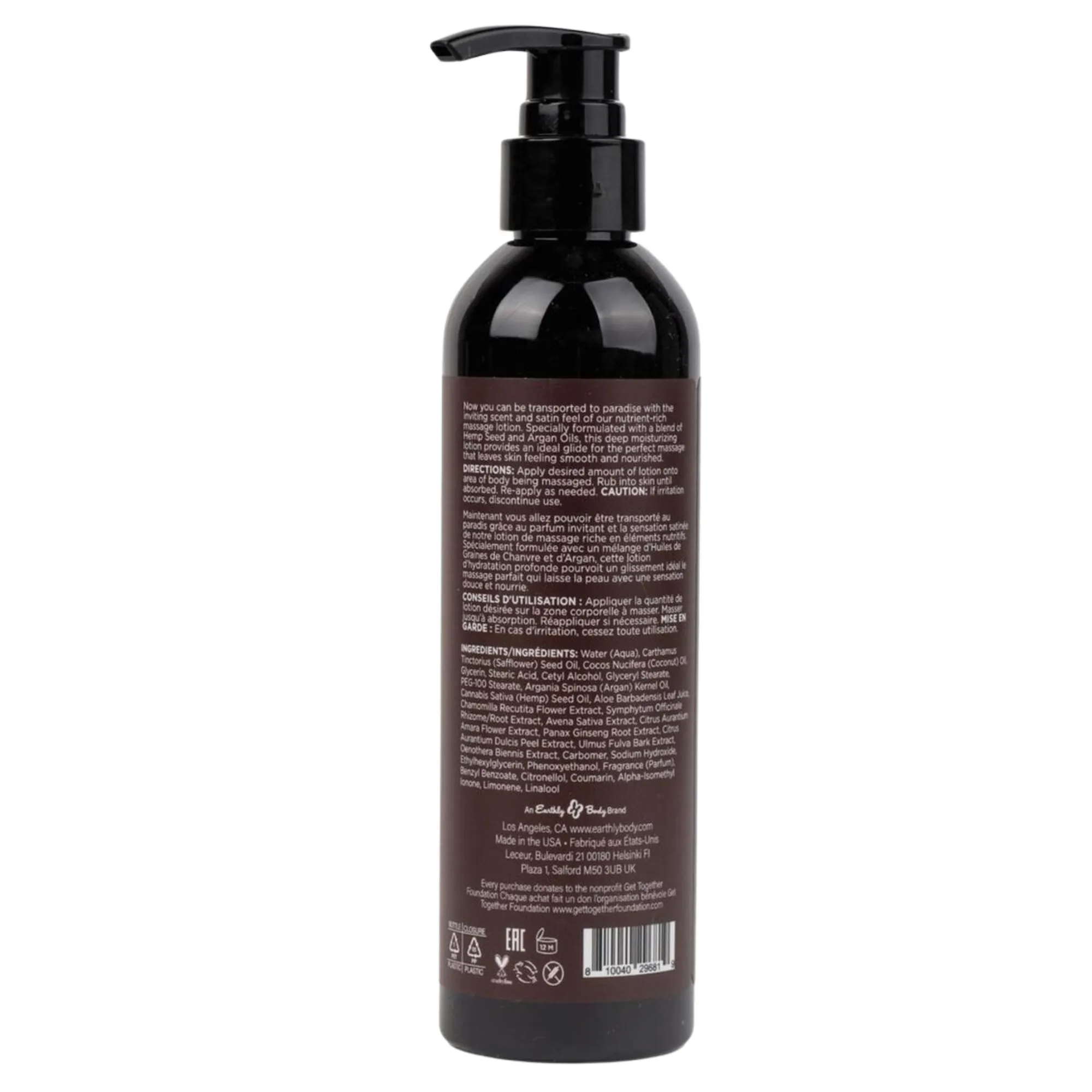 Earthly Body Hemp Seed Massage Lotion 8oz