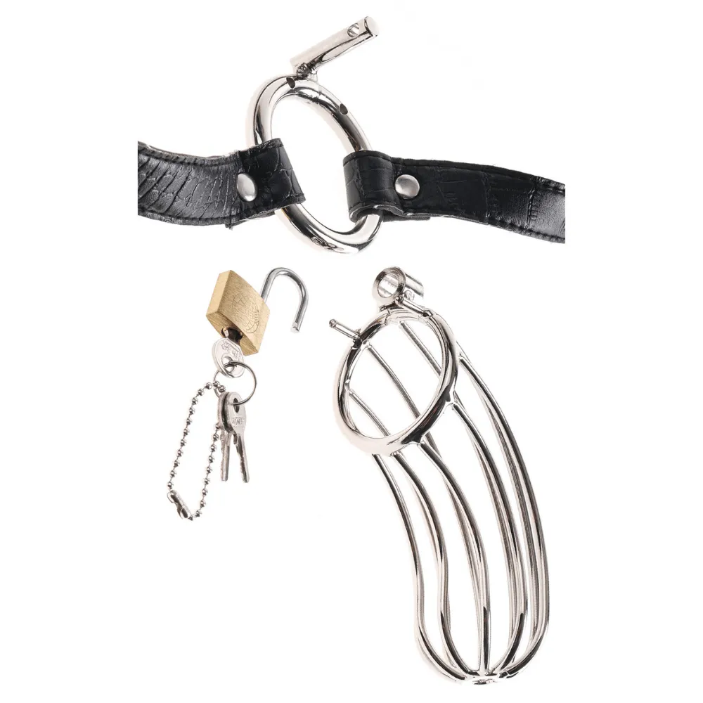Fetish Fantasy Extreme Steel Chastity Cock Cage Belt