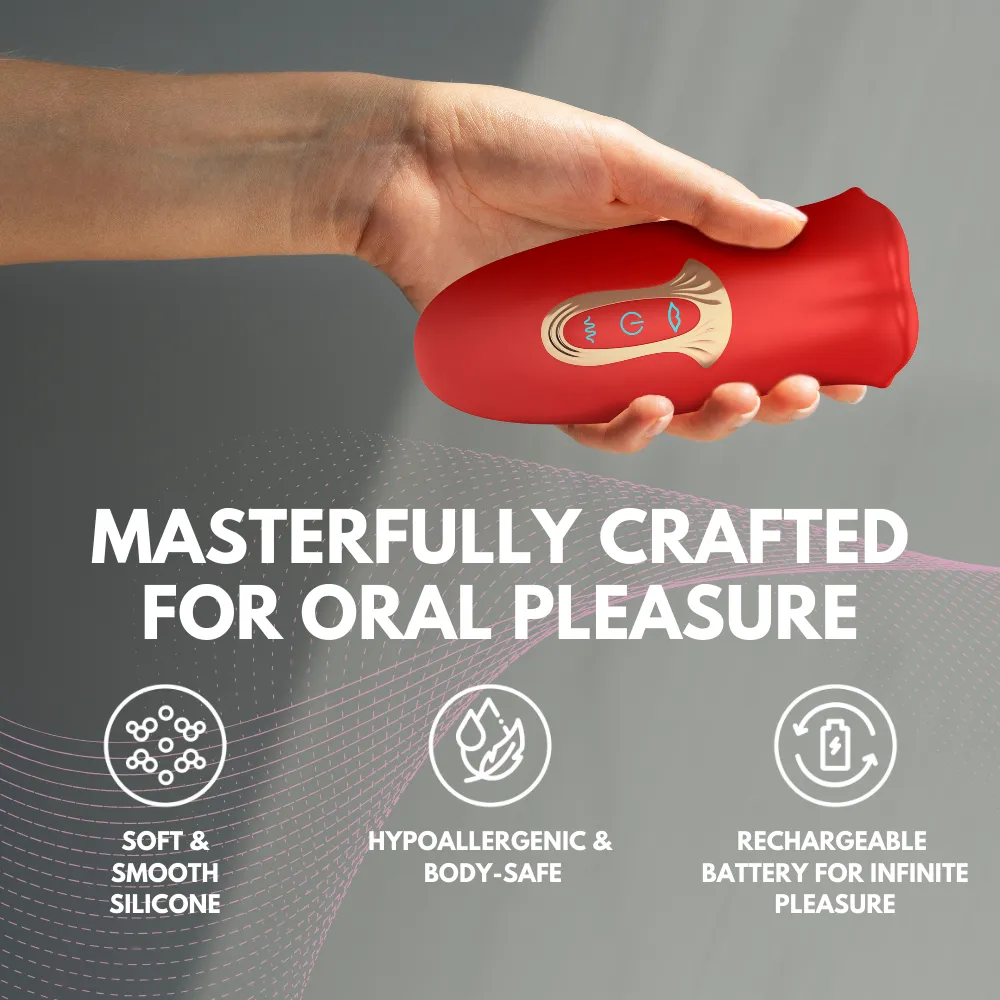 French Kiss Biting & Licking Moving Mouth Tongue Vibrator