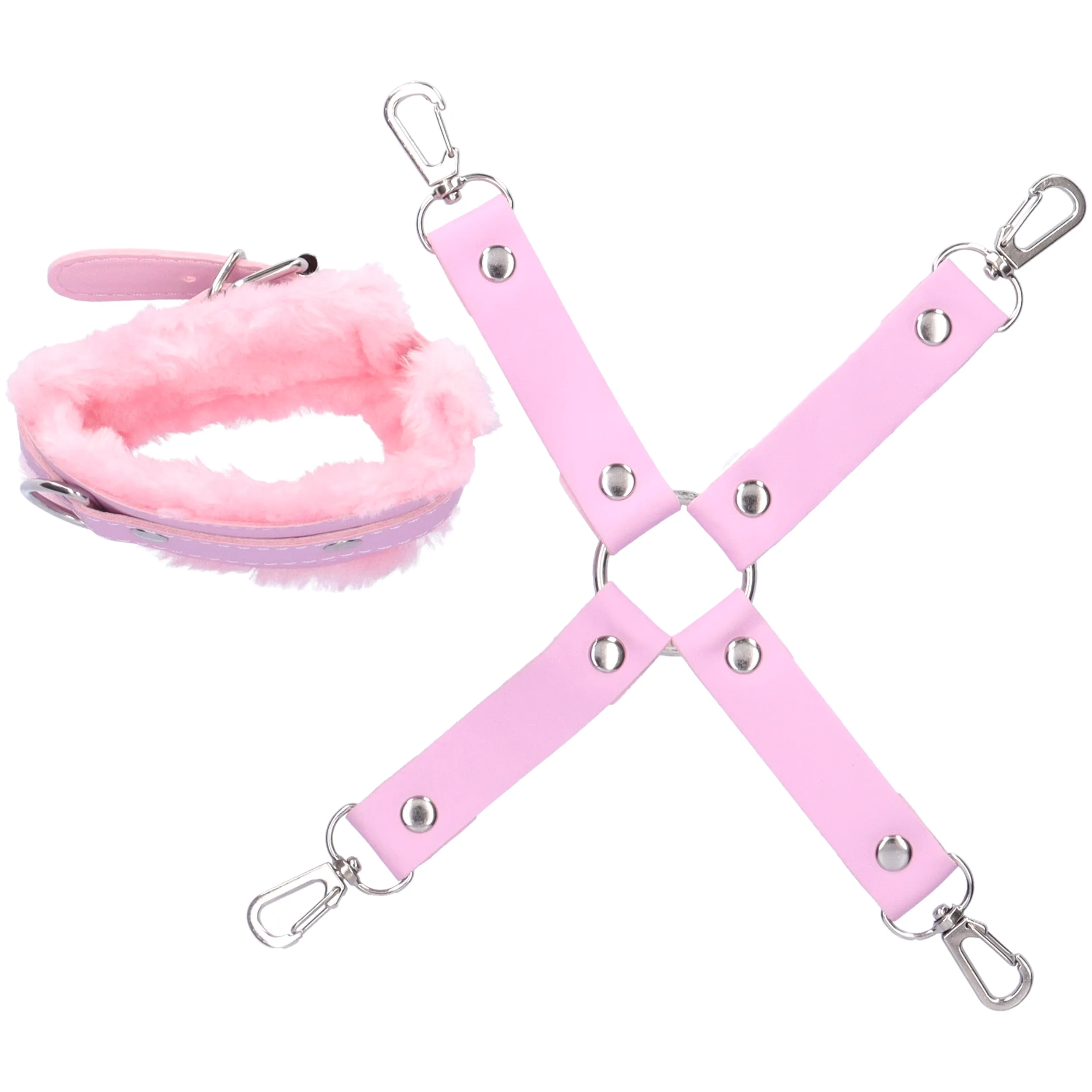 Hog Tie Restraint With Faux Fur Cuffs
