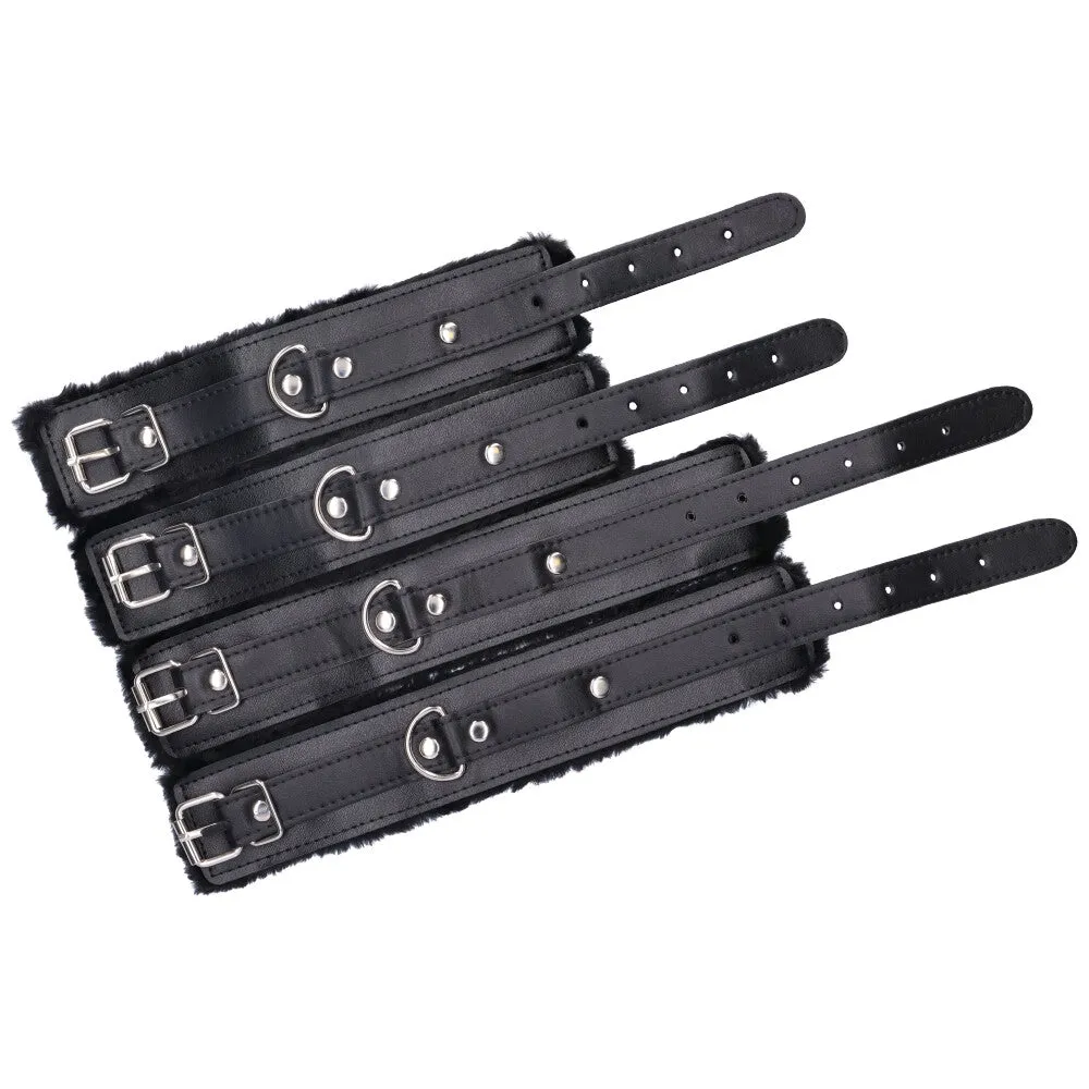 Hog Tie Restraint With Faux Fur Cuffs
