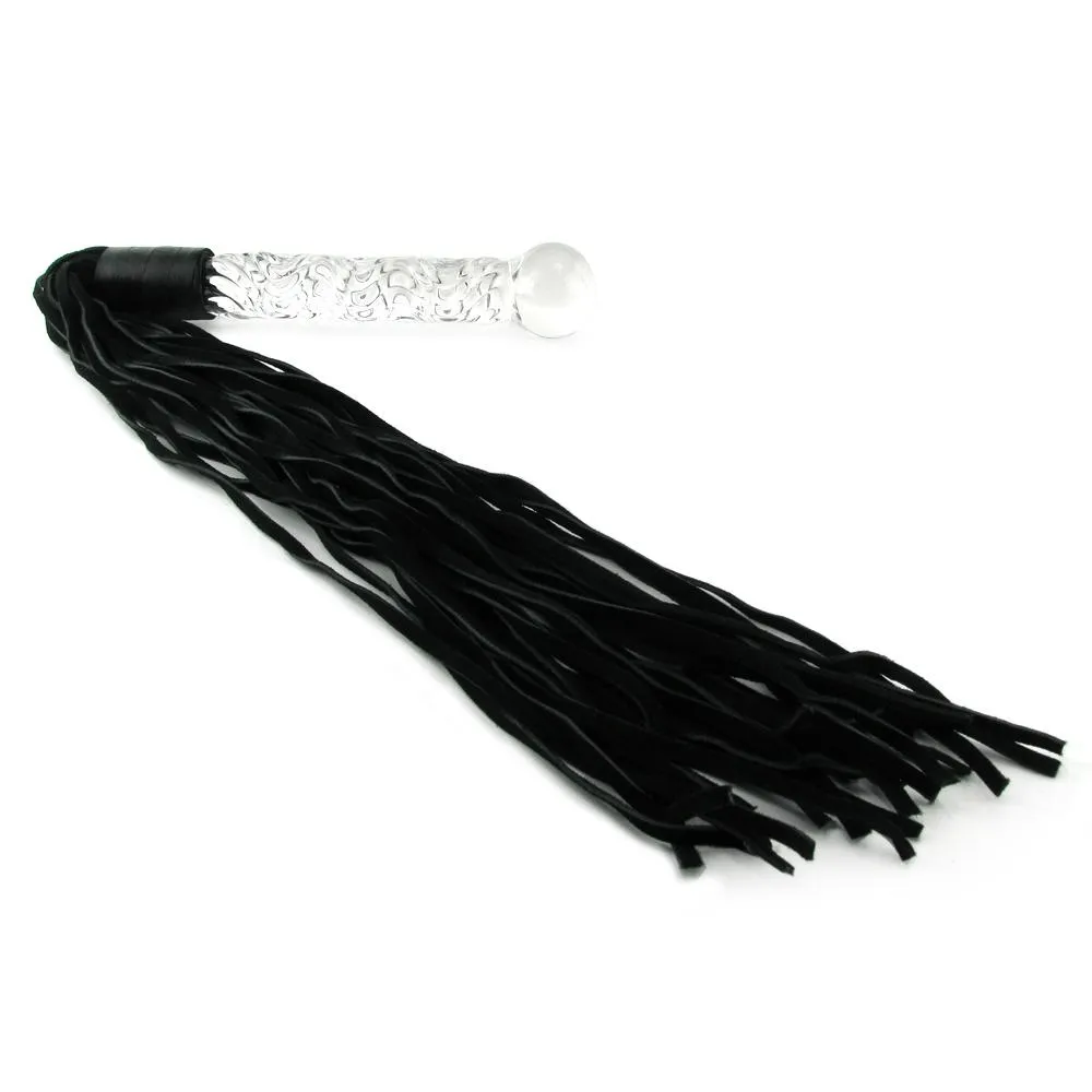 Icicles #38 Handblown Glass Dildo Leather Whip