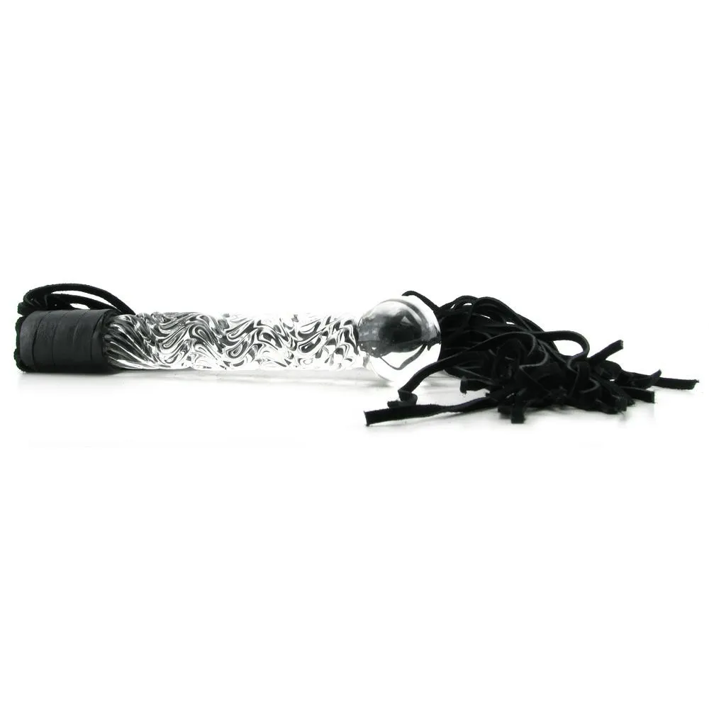 Icicles #38 Handblown Glass Dildo Leather Whip