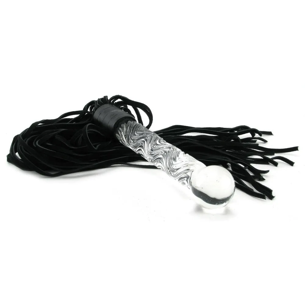 Icicles #38 Handblown Glass Dildo Leather Whip