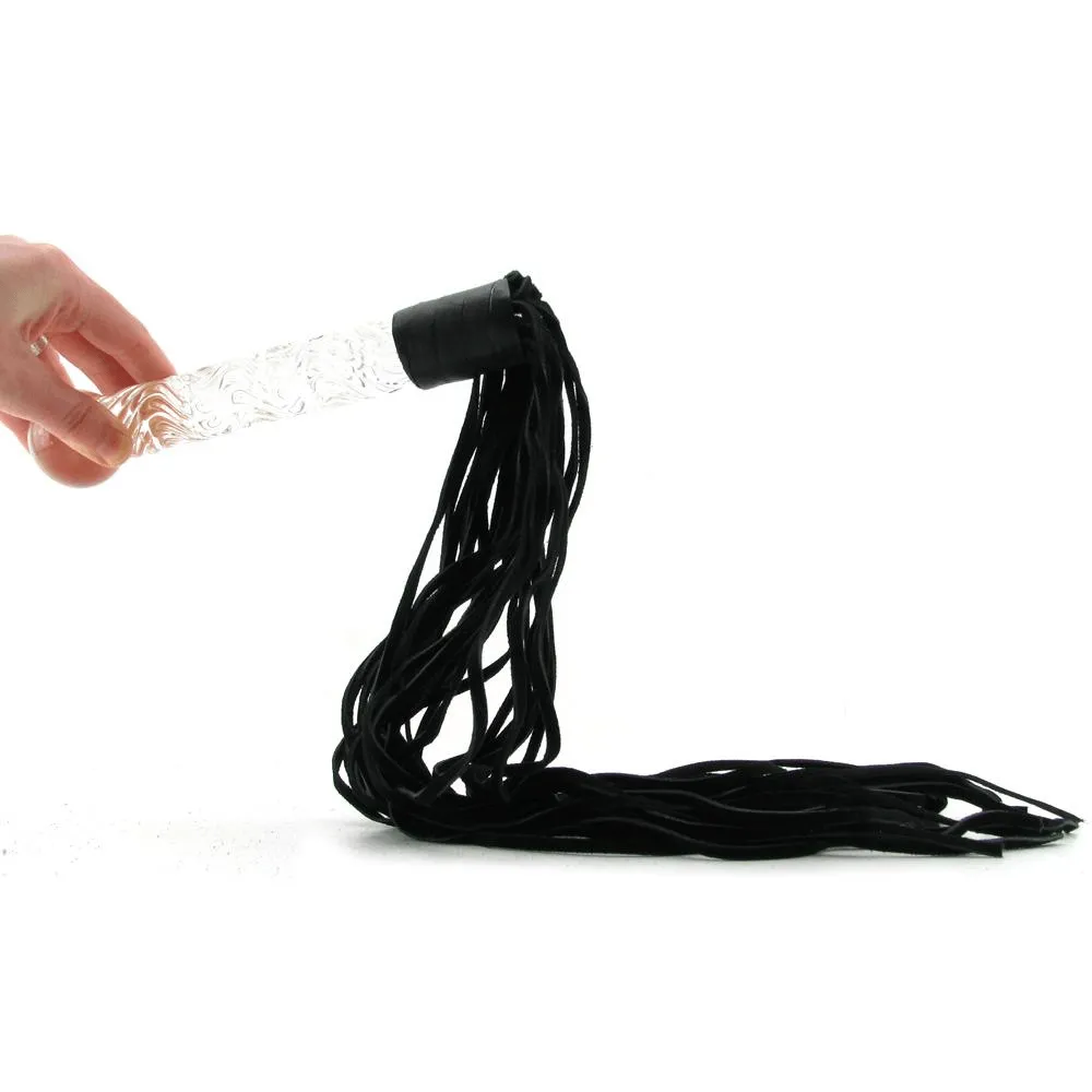Icicles #38 Handblown Glass Dildo Leather Whip