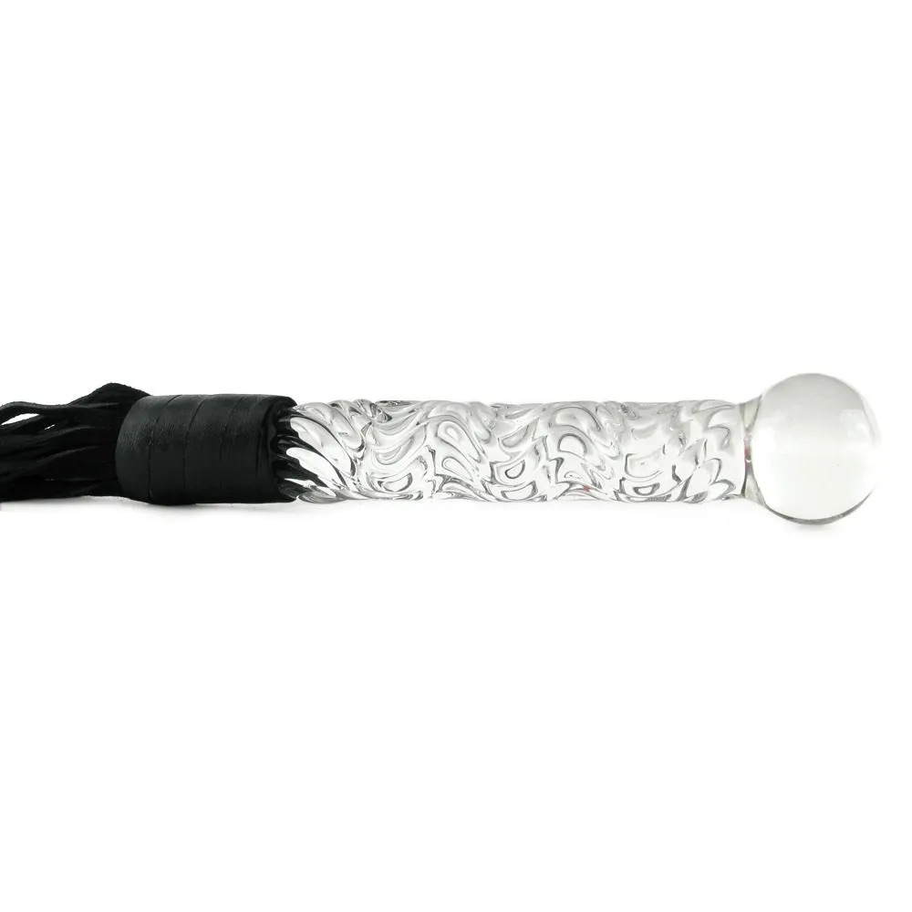 Icicles #38 Handblown Glass Dildo Leather Whip