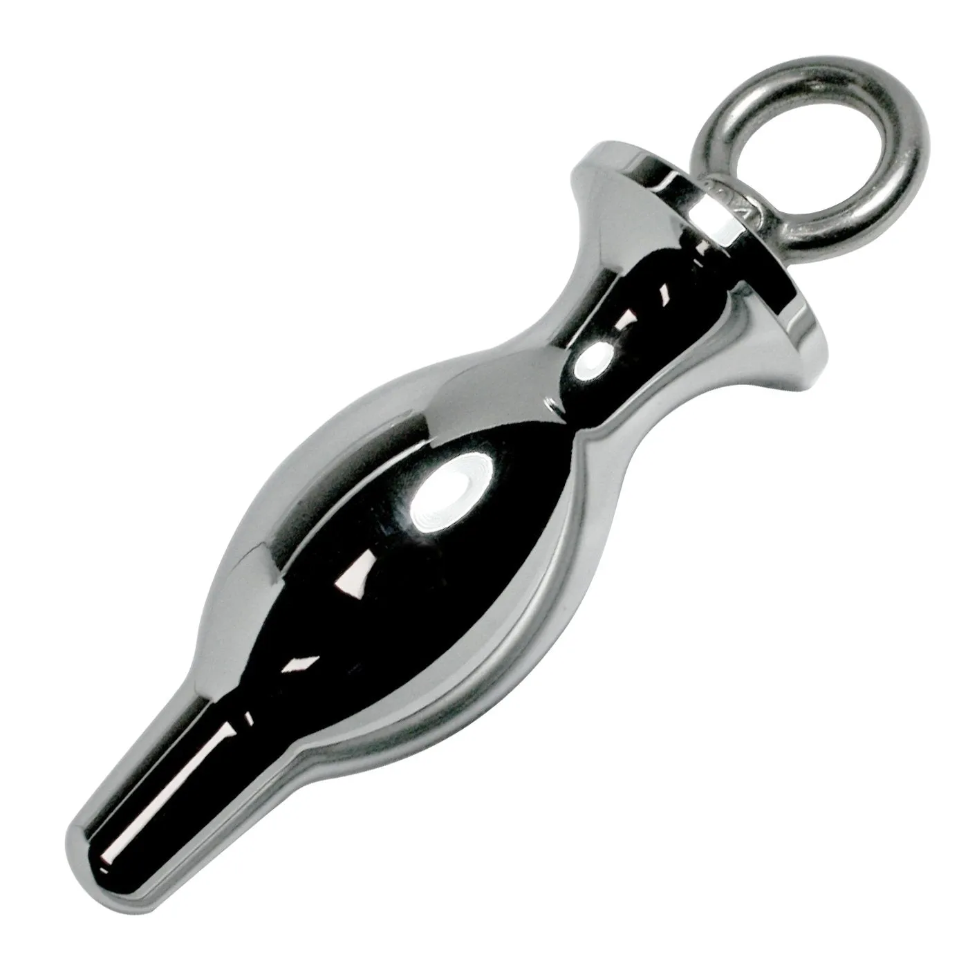 Metal Bulbed Anal Plug With Pull Ring