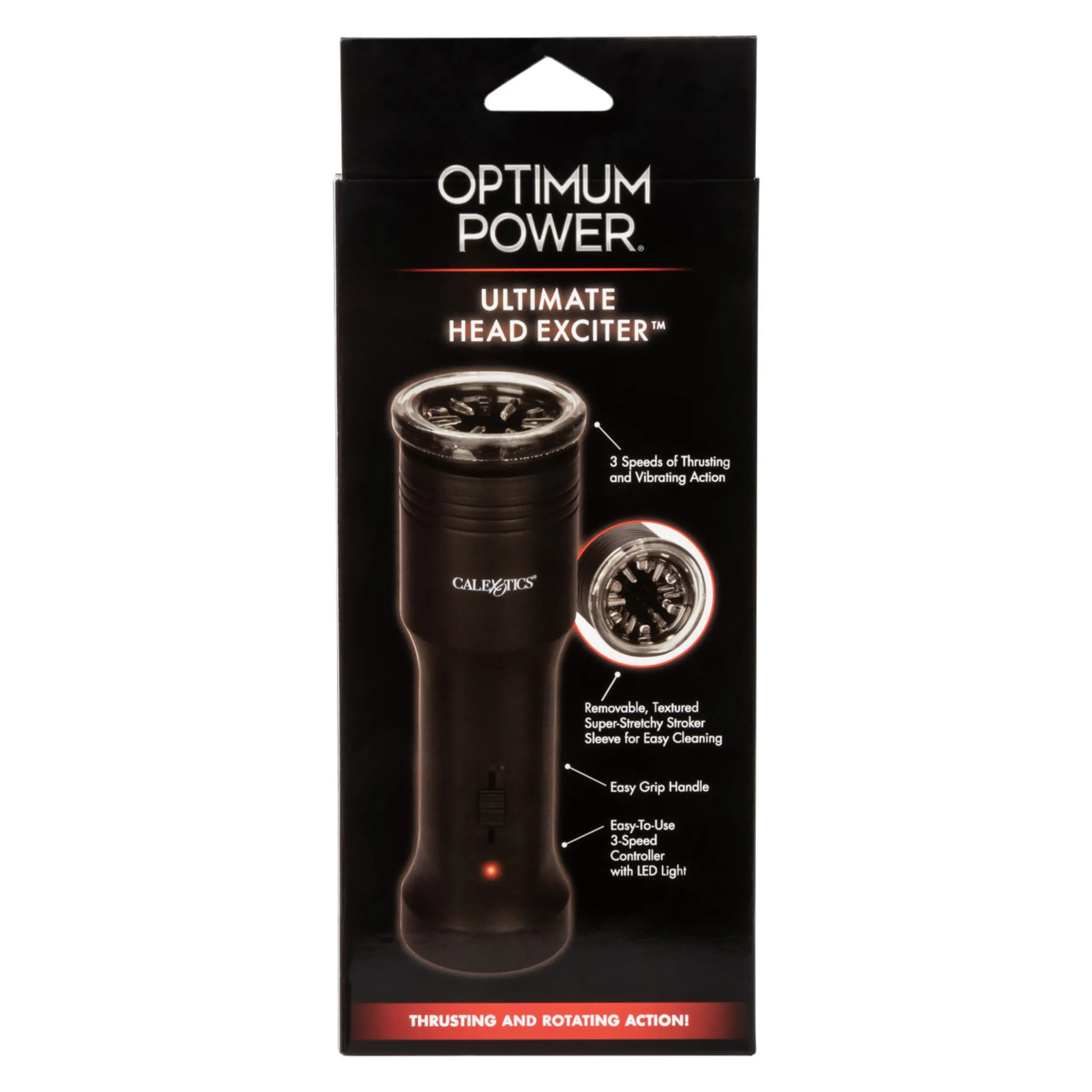 Optimum Power Ultimate Head Exciter Rotating Vibrating Masturbator - Black