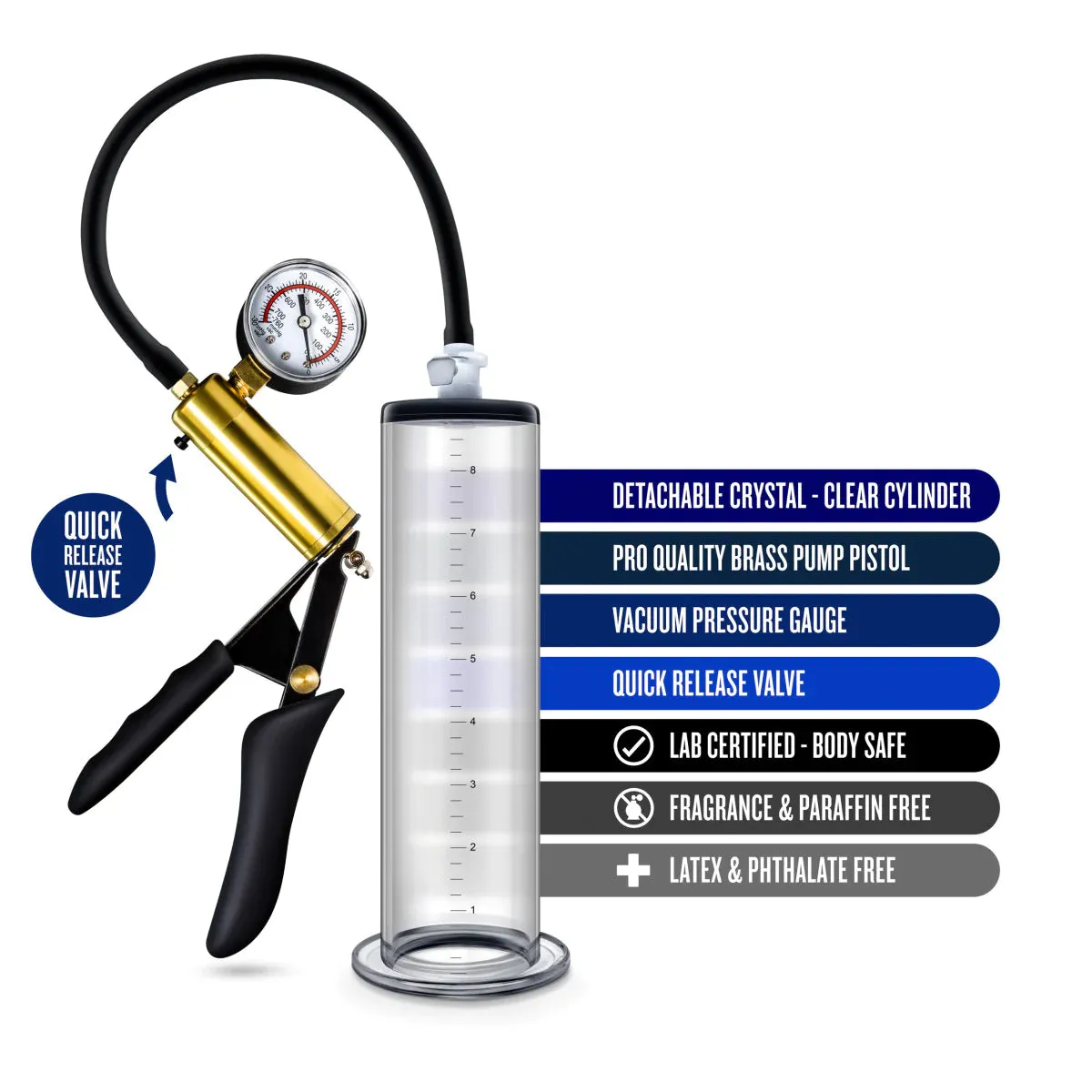 Performance VX6 Vacuum Penis Pump with Brass Pistol & Pressure Gauge