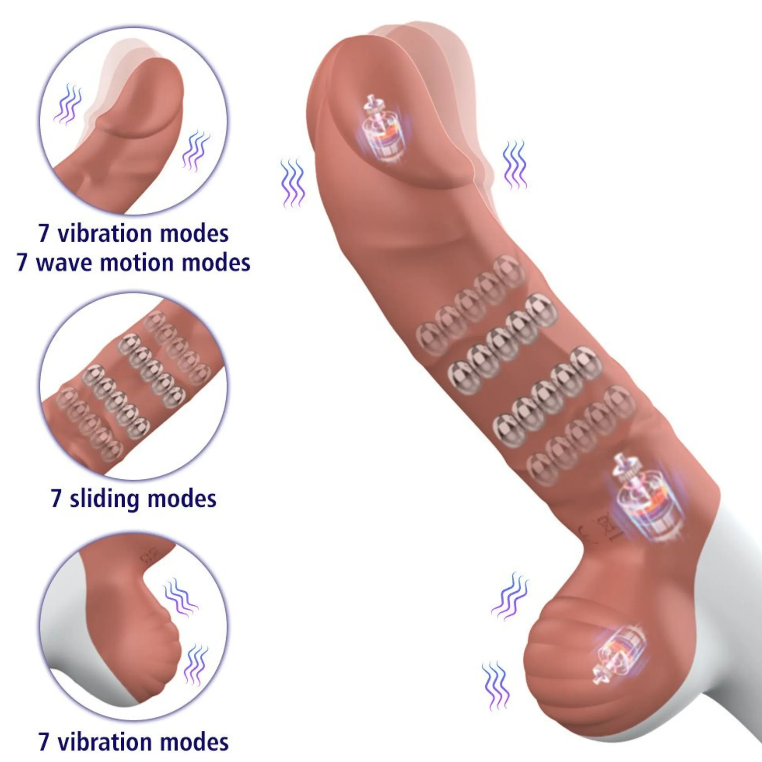 The Wave Rider Triple Action Silicone Dildo - Rolling Beads. Fingering. & Vibrating!