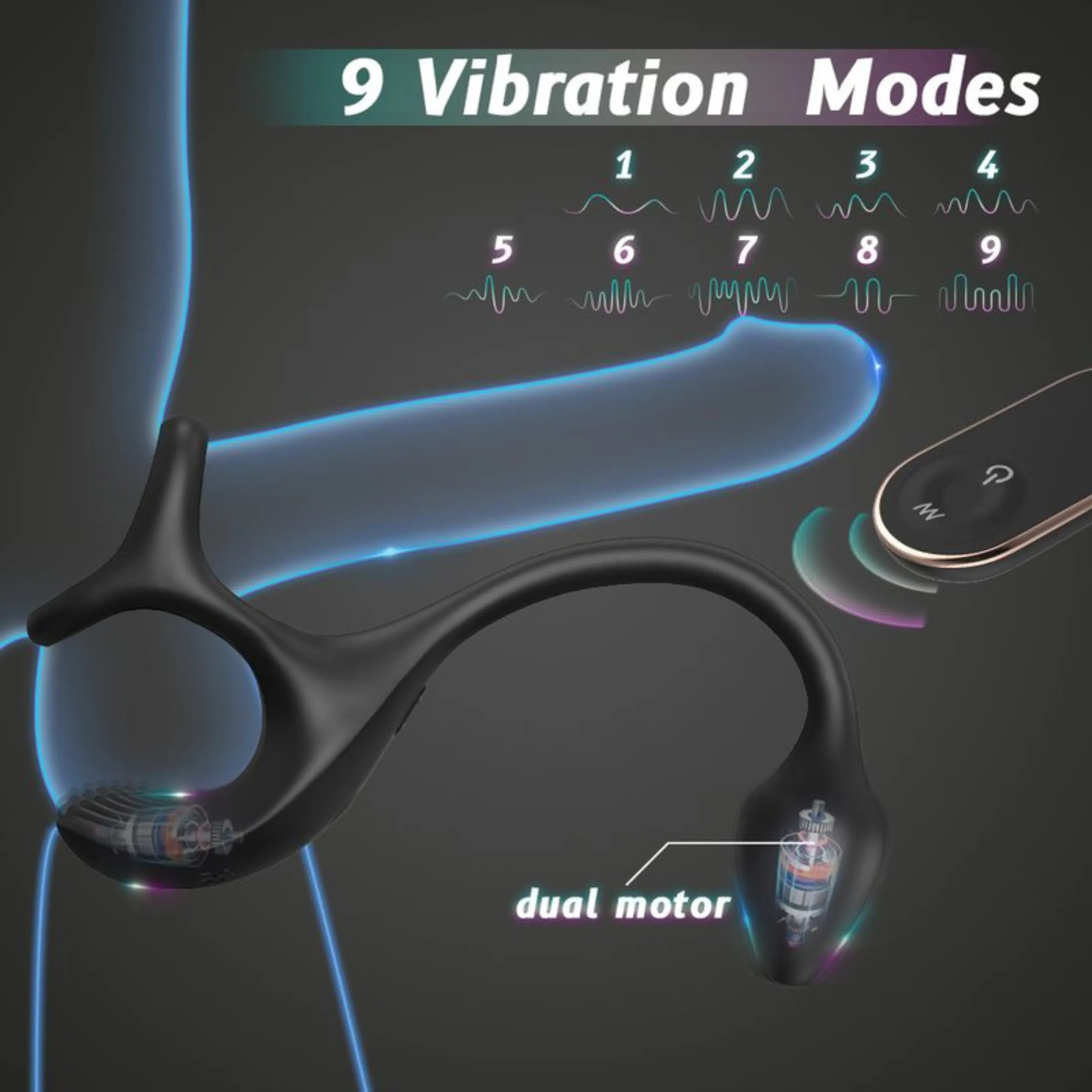 Triple Stimulating Vibrating Silicone Cock Ring with Remote - Penis. Scrotum. and Anal Vibes!