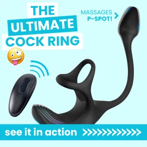 Triple Stimulating Vibrating Silicone Cock Ring with Remote - Penis. Scrotum. and Anal Vibes!