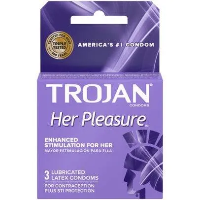Trojan Her Pleasure Sensations Latex Condoms - 3 Pack