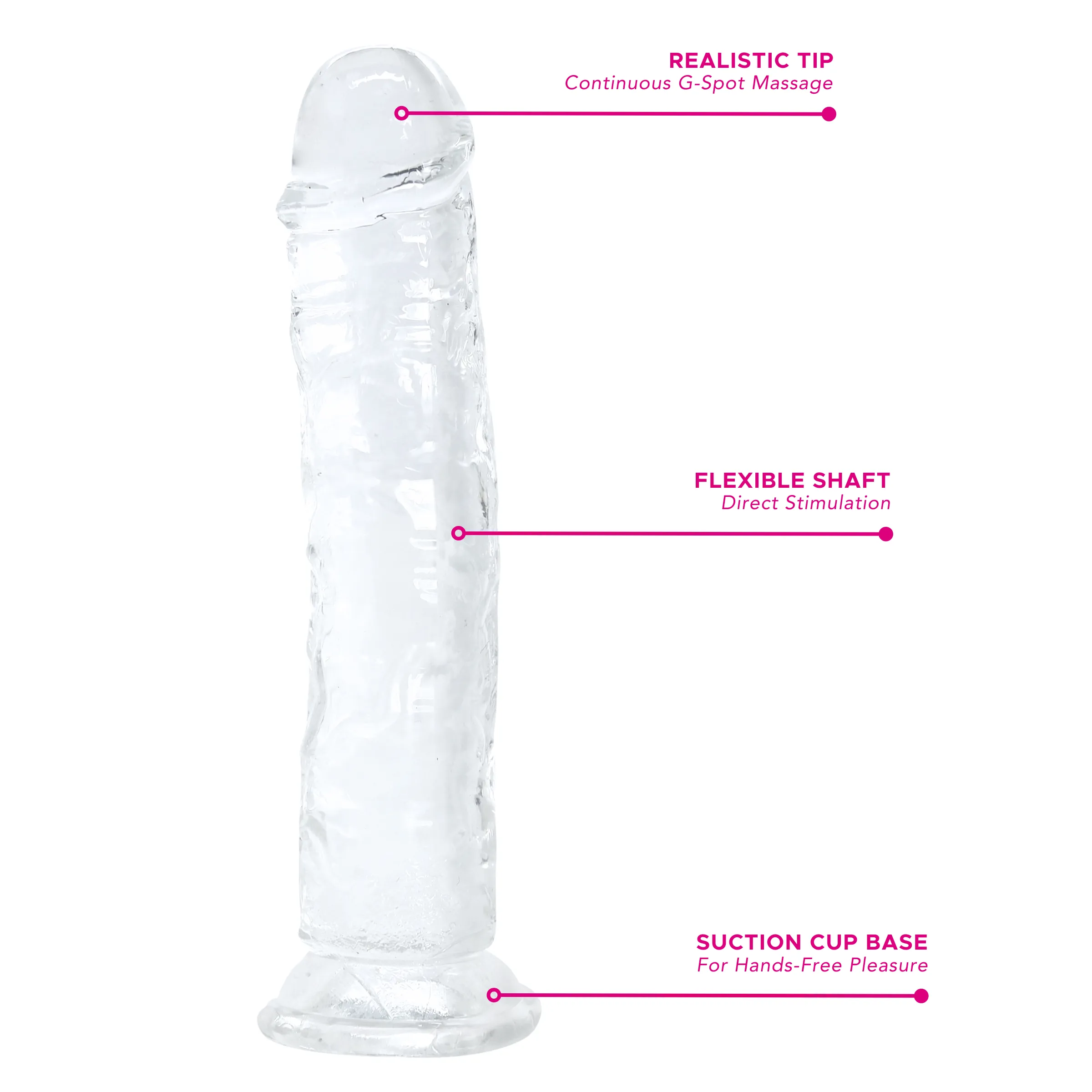 Ultra Lifelike Clear Suction Cup Dildo For Hands-Free Riding