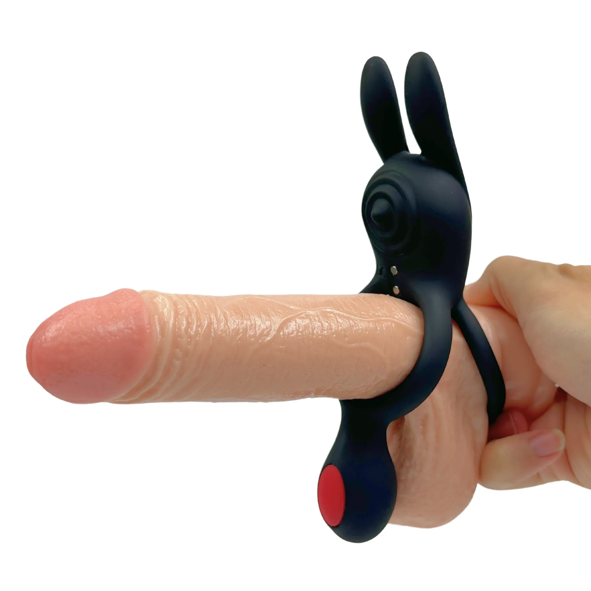 Vibrating Silicone Bunny Dual C-Ring - Penis. Clit. and Scrotum Vibes!