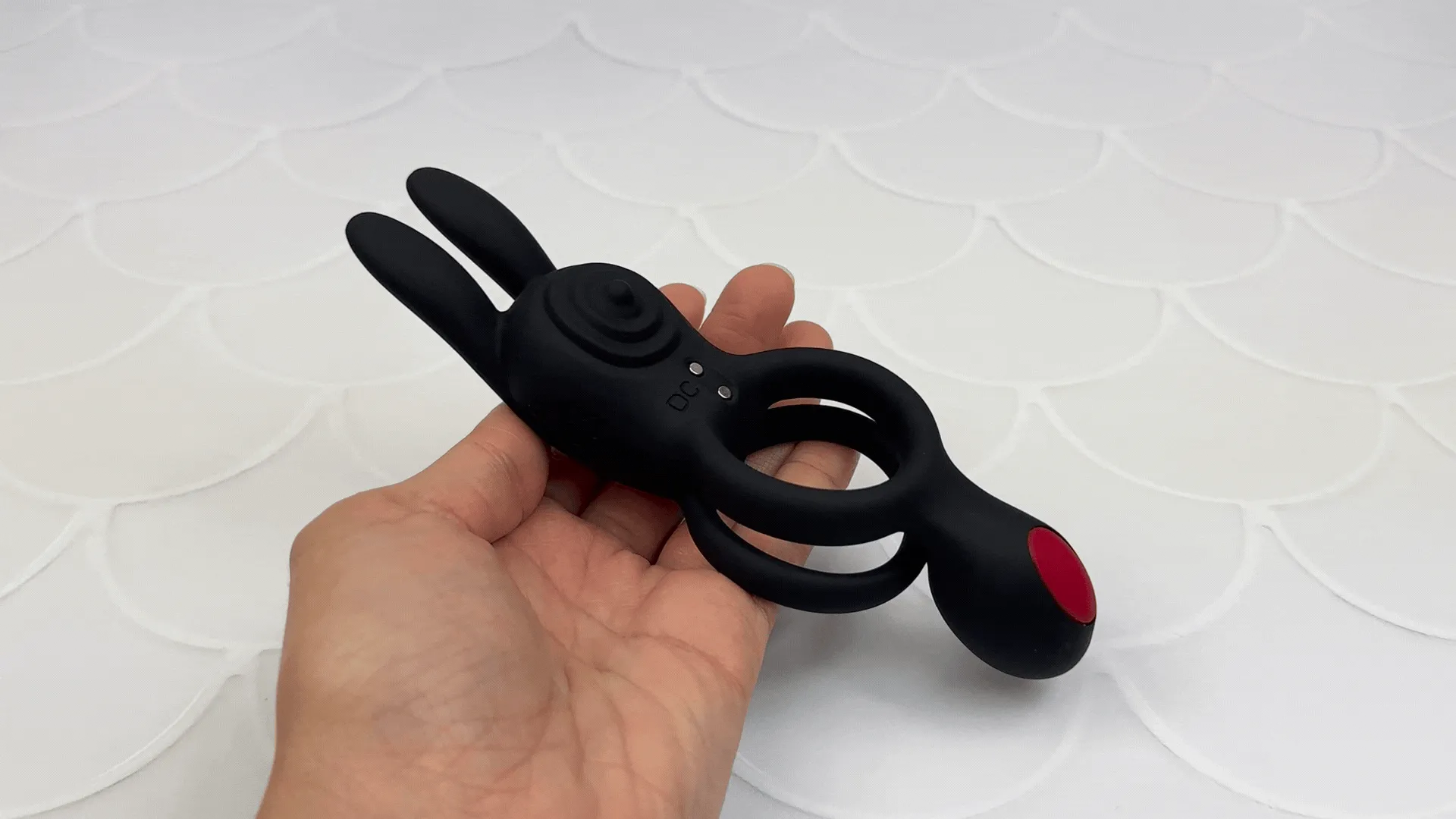 Vibrating Silicone Bunny Dual C-Ring - Penis. Clit. and Scrotum Vibes!
