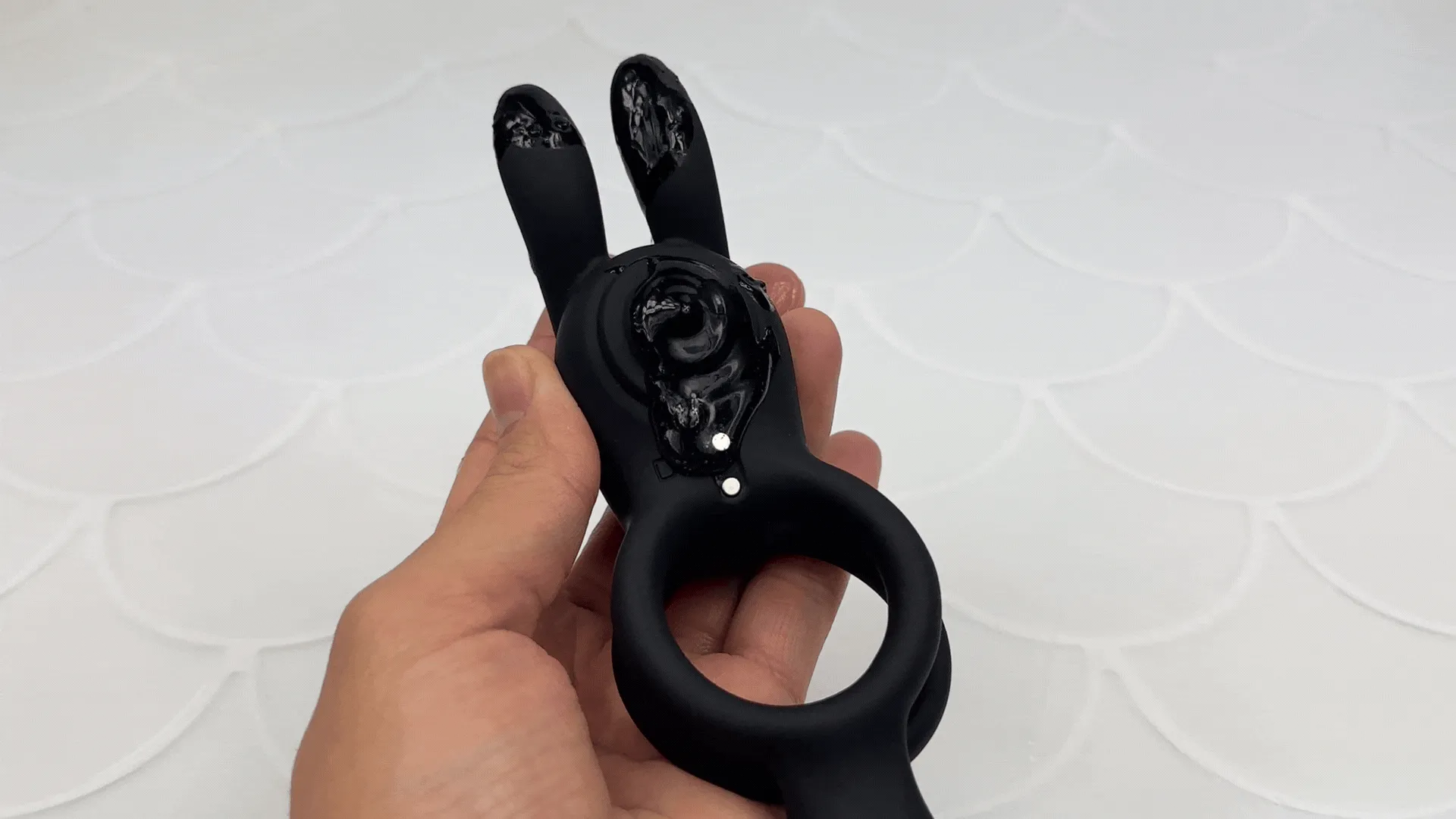 Vibrating Silicone Bunny Dual C-Ring - Penis. Clit. and Scrotum Vibes!