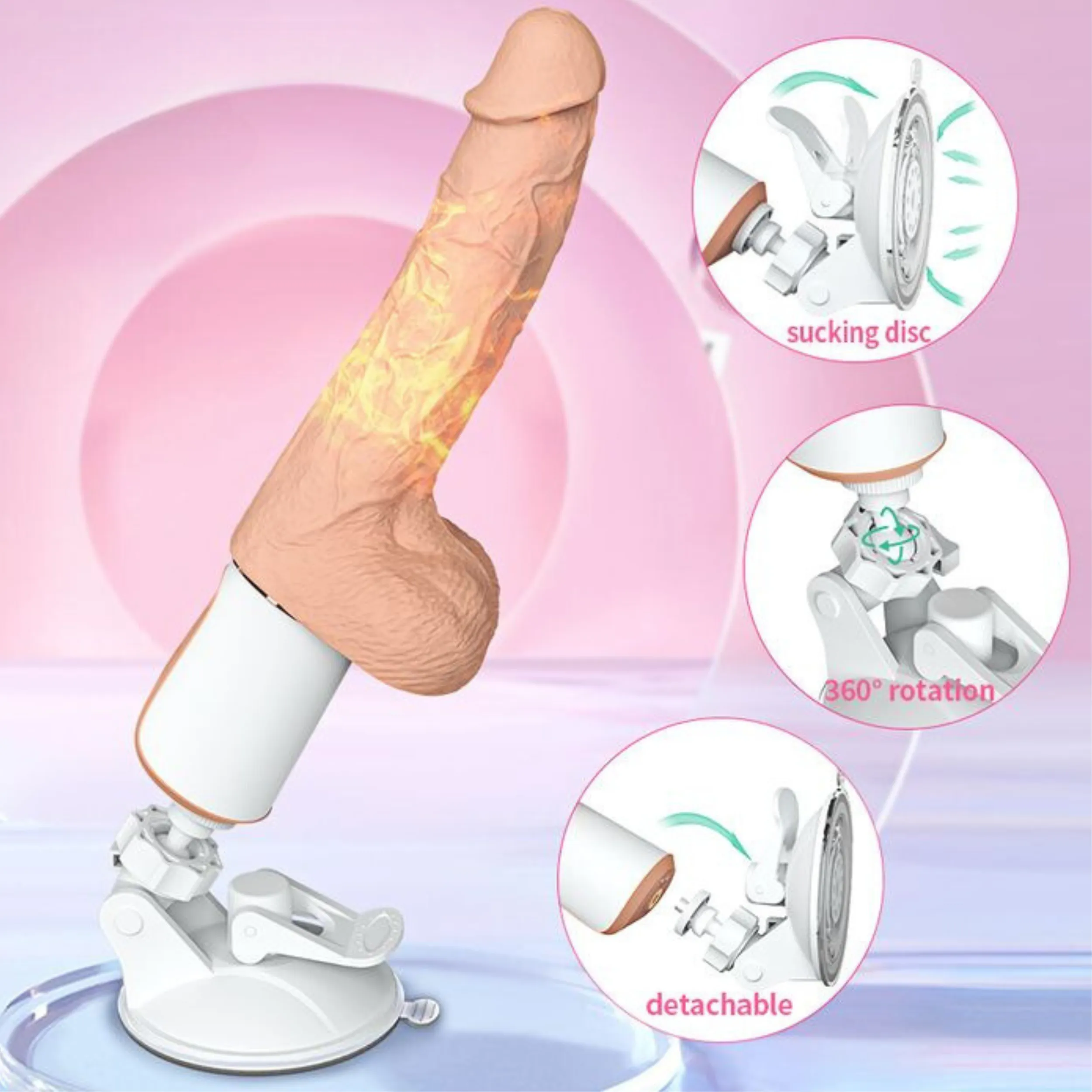 Warming. Thrusting. Vibrating. and Waterproof Dildo - Hands-Free Suction Cup Mount - Includes Remote!