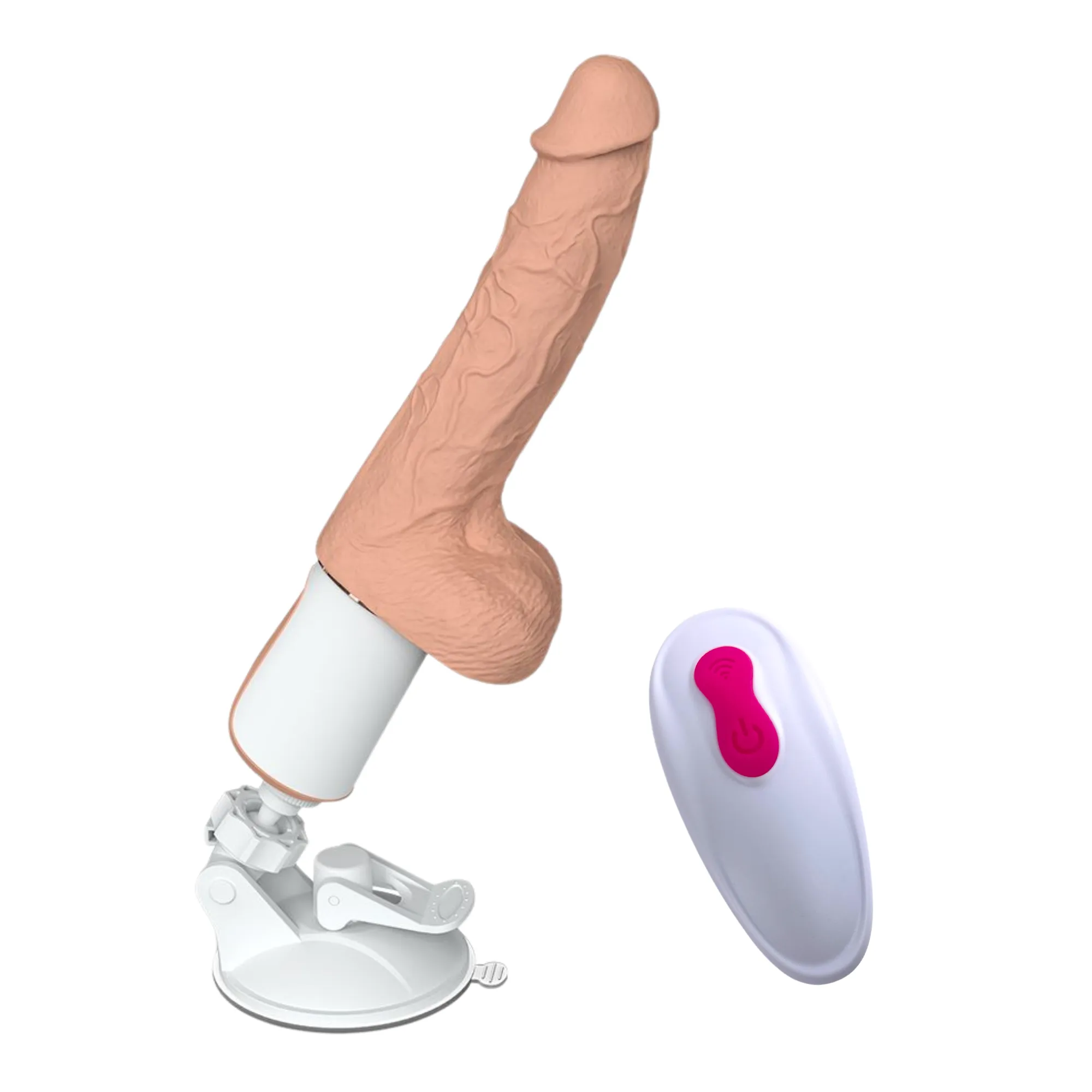 Warming. Thrusting. Vibrating. and Waterproof Dildo - Hands-Free Suction Cup Mount - Includes Remote!