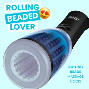 ZOLO 360 Rotating Beaded Masturbator - Blue/Black