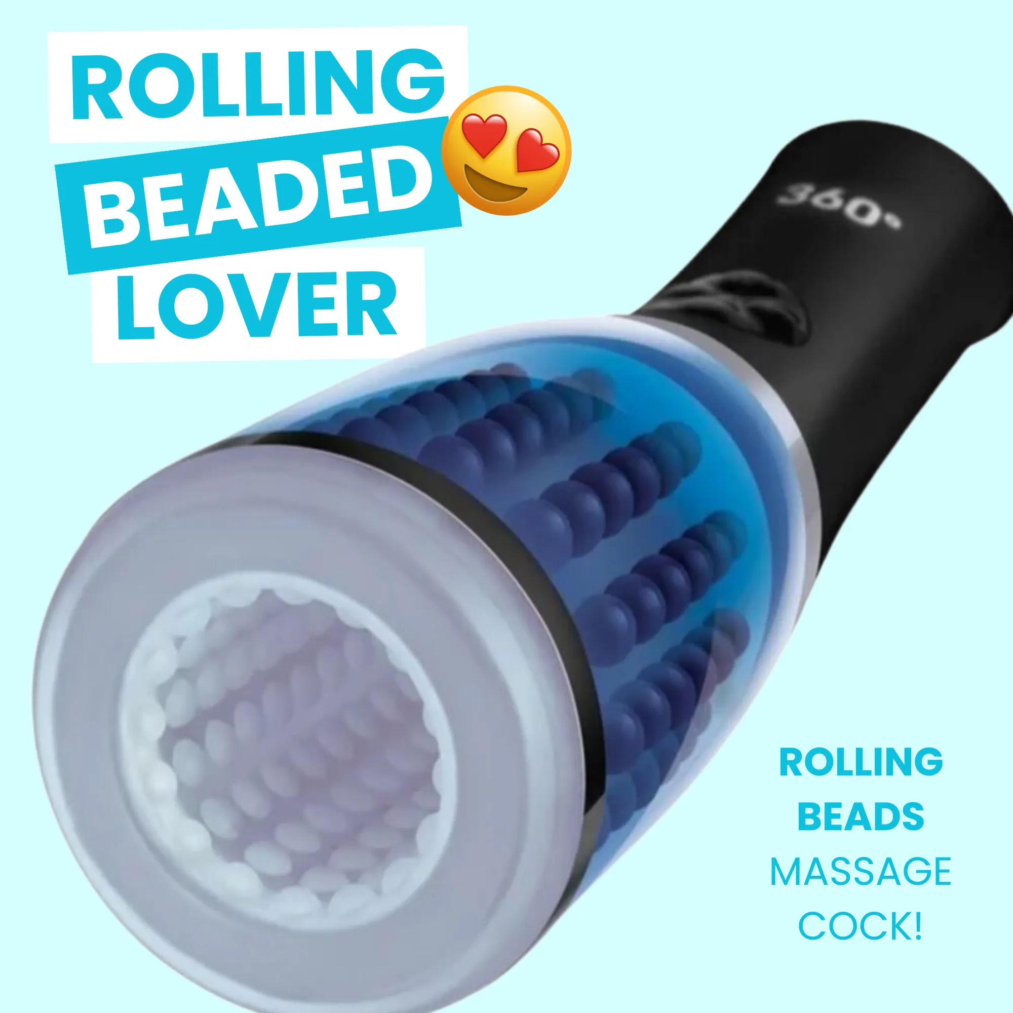 ZOLO 360 Rotating Beaded Masturbator - Blue/Black